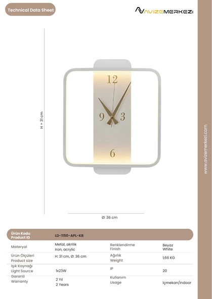 SAATLİ KARE APLİK LD-1151-APL-KB - Resim 4