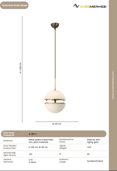 TEKLİ LEDLİ AVİZE A-167-1 - Resim 3