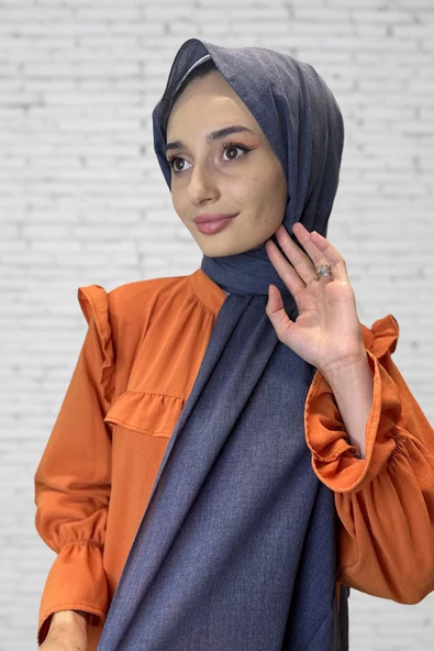 Organik Şal - Pamuk Tek Renk Şal  LACİVERT ürün görseli 1