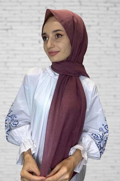 Organik Şal - Pamuk Tek Renk Şal  VİŞNE ürün görseli 1