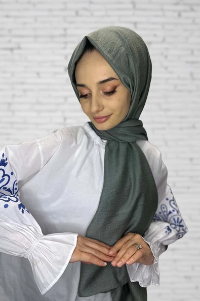 Organik Şal - Pamuk Tek Renk Şal  MİNT YEŞİLİ ürün görseli 1