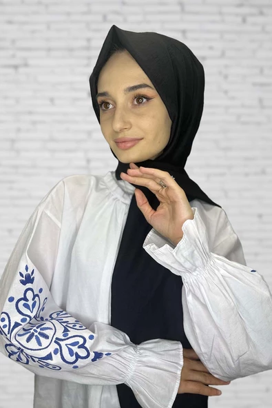 Organik Şal - Pamuk Tek Renk Şal  SİYAH ürün görseli 1