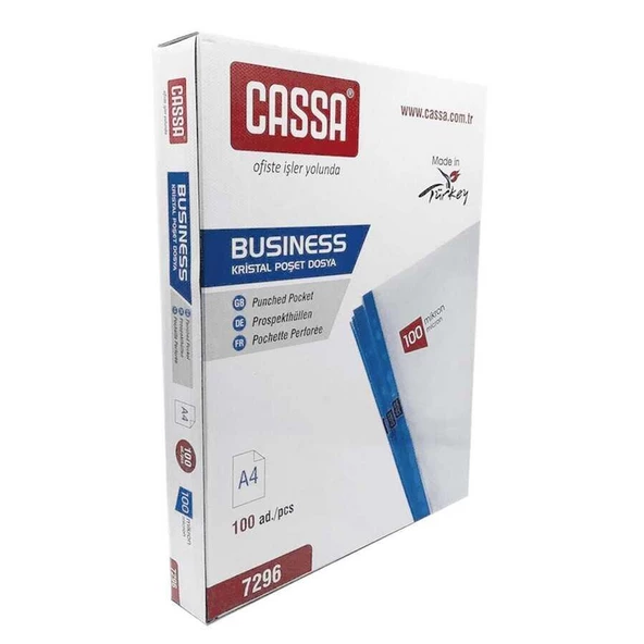 CASSA DELIKLI POSET DOSYA A4 KRISTAL 100 LU (7296) ürün görseli 1