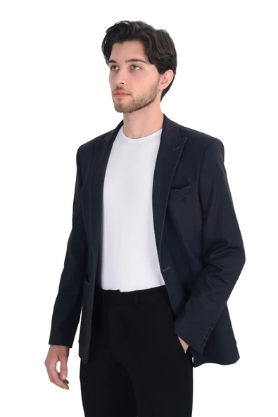 Cengiz İnler Kendinden Desenli Dikişli Kırlangıç Yaka Torba Cepli Slim Fit Erkek Ceket ürün görseli 1