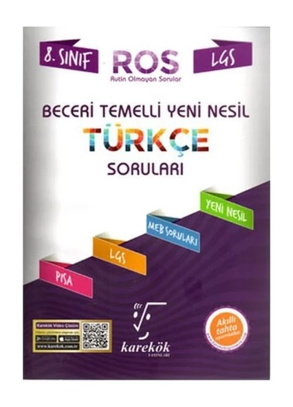 Karekök Yayınları 8. Sınıf LGS Türkçe ROS Beceri Temelli Yeni Nesil Soru Bankası ürün görseli 1