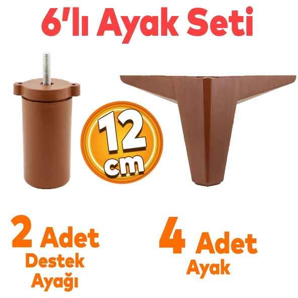 Sedir 6'lı Set Mobilya TV Ünitesi Çekyat Koltuk Kanepe Destek Baza 12 cm Kahverengi Kanat 17 Ayak ürün görseli 1