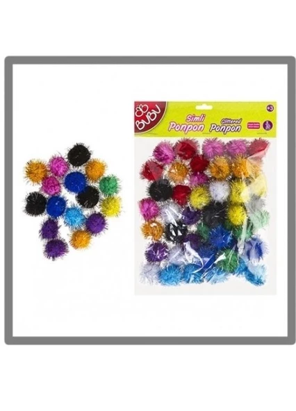 Bu-Bu Simli Ponpon 50 Adet 3 Cm ürün görseli 1