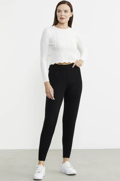 Jogger Triko Pantolon - Siyah - Resim 2
