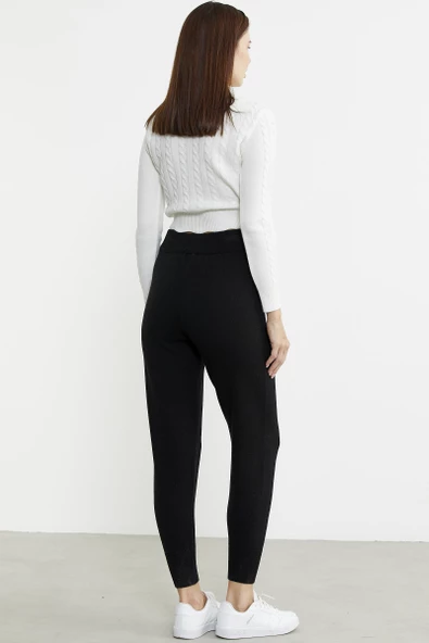 Jogger Triko Pantolon - Siyah - Resim 6