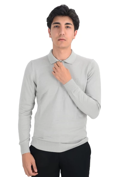 Cengiz İnler Polo Yaka Basic Erkek Triko Kazak - Resim 6