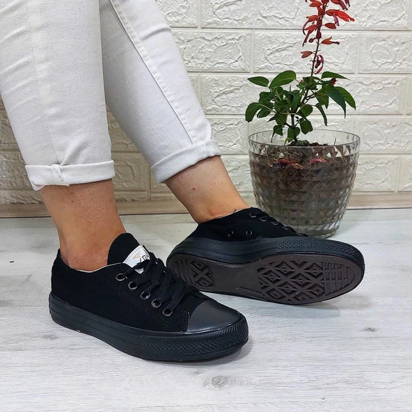 Fiyra 554 Siyah-Siyah Kısa Unisex Sneaker Keten Spor Ayakkabı ürün görseli 1