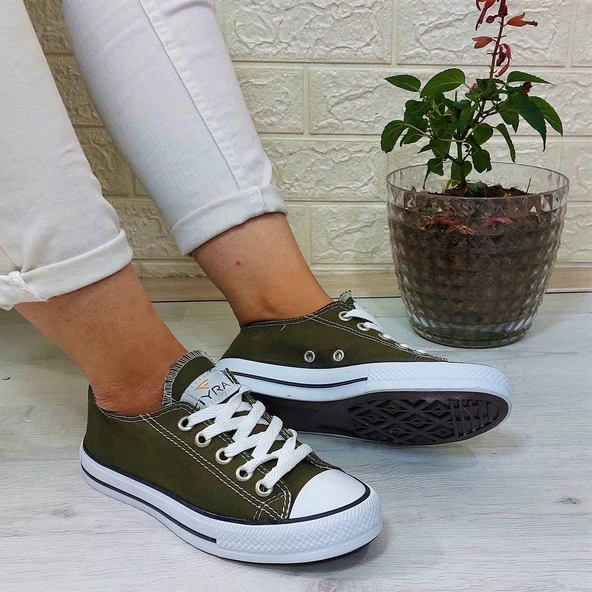 Fiyra 554 Haki Kısa Unisex Sneaker Keten Spor Ayakkabı ürün görseli 1