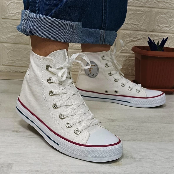 Fiyra 555 Beyaz Uzun Unisex Sneaker Keten Spor Ayakkabı ürün görseli 1