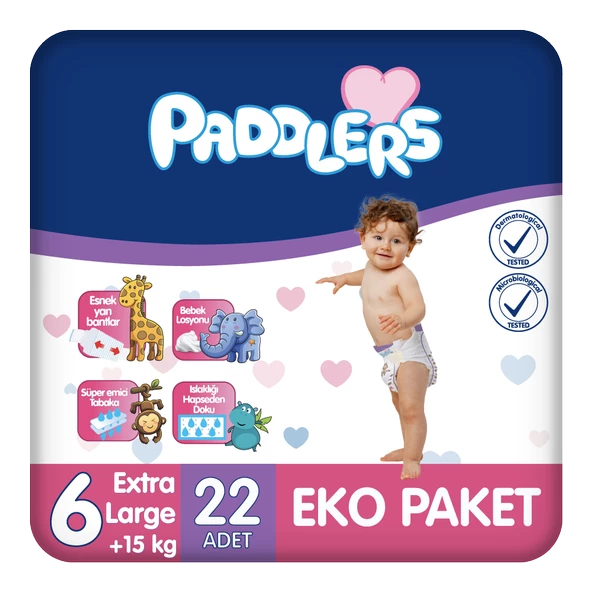 Paddlers Bebek Bezi 6 Numara X-Large 22 Adet (15+Kg) Eko Paket ürün görseli 1