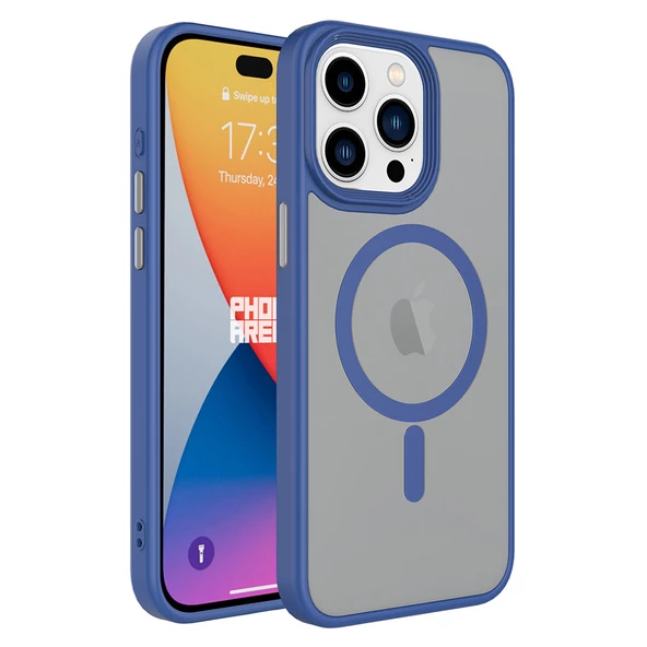 iPhone 15 Pro Max Kılıf Mat Arka Yüzey Wireless Şarj Özellikli Flet Magsafe Kapak Kılıf ürün görseli 1