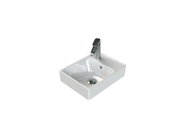 Turkuaz Cerastyle Sharp Etajer Uyumlu Damlalıklı Lavabo 40x30 cm ürün görseli 1