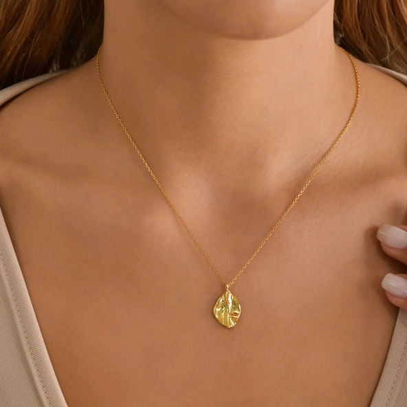 925 ayar Gümüş Yaprak Modeli Charm Kolye - Resim 6