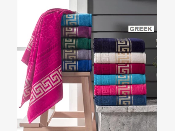 Greek Kadife Pamuklu 2'li Banyo Havlu Takımı ürün görseli 1