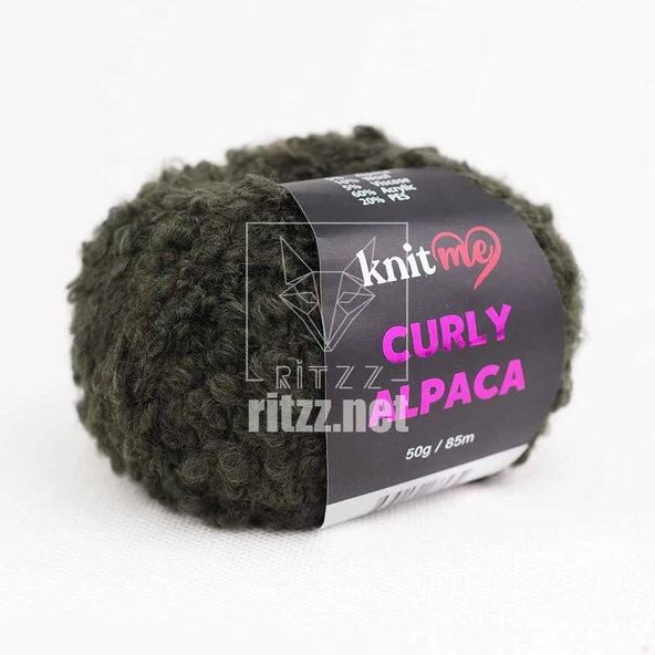 Knit Me Curly Alpaca KC06 Haki ürün görseli 1