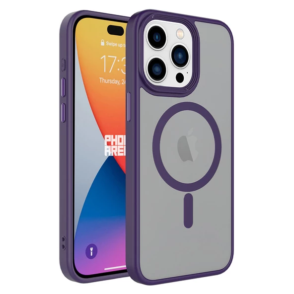 iPhone 15 Pro Kılıf Mat Arka Yüzey Wireless Şarj Özellikli Flet Magsafe Kapak ürün görseli 1