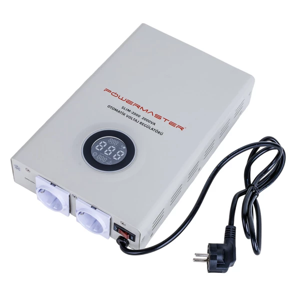 Powermaster SLIM-2000 Otomatik 2000 Watt Kombi Voltaj Regülatörü ürün görseli 1