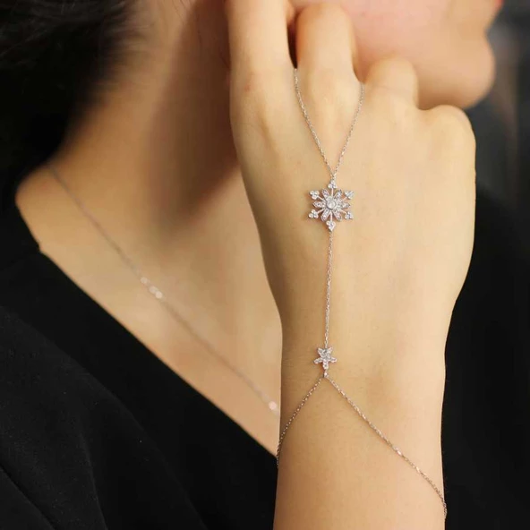 925 Ayar Gümüş Çiçekli Kar Tanesi Şahmeran ürün görseli 1