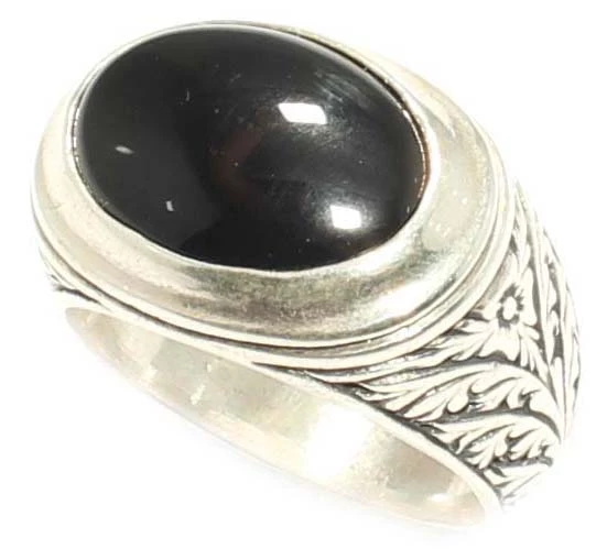 925 Ayar Gümüş Elips Onyx Taşlı Erkek Yüzük ürün görseli 1