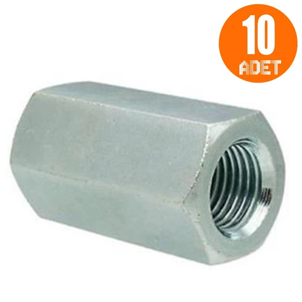 10 Adet Uzun Metrik Altı Köşe Uzatma Somunu M10x40 ürün görseli 1