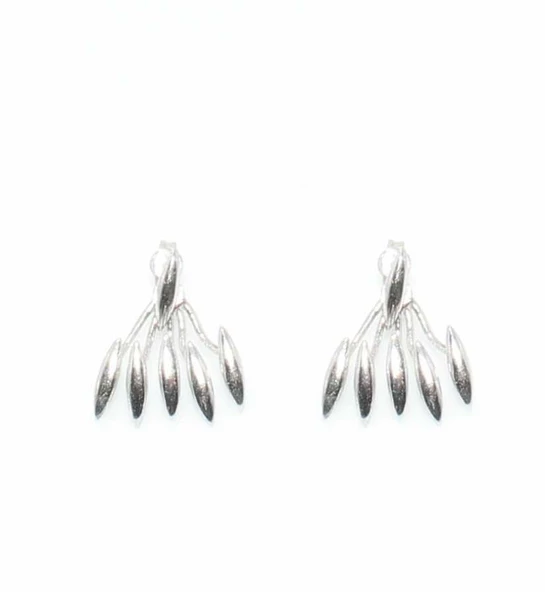 925 Ayar Gümüş Badem Modeli Ear Jacket Küpe - Resim 5
