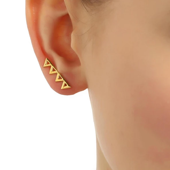925 Ayar Gümüş Zikzak Earcuff Küpe ürün görseli 1