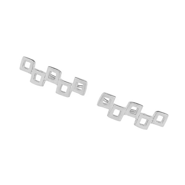 925 Ayar Gümüş Minik Kareler Earcuff Küpe ürün görseli 1