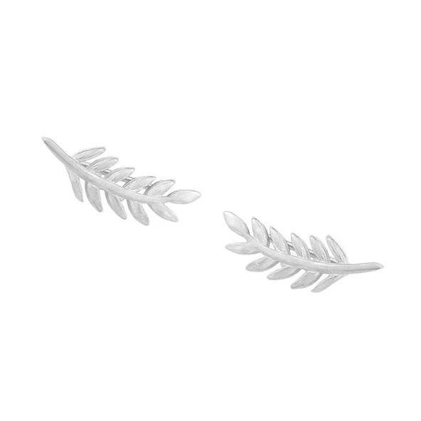 925 Ayar Gümüş Akasya Yaprağı Earcuff Küpe ürün görseli 1