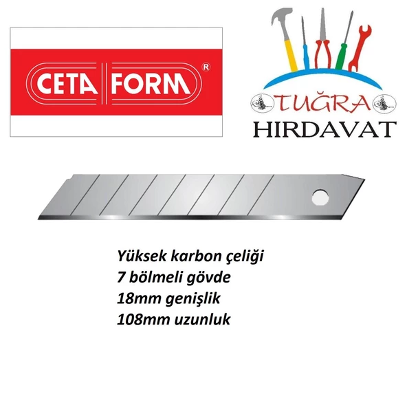 Ceta Form J45-R 18 Mm Maket Bıçağı Yedeği - 10 Lu Paket ürün görseli 1