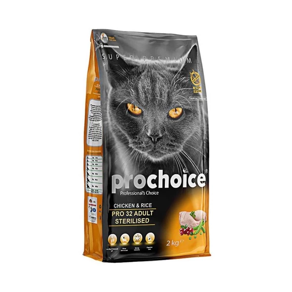Prochoice Cat Pro 32 Tavuklu ve Pirinçli Kısırlaştırılmış Kedi Maması 2 Kg ürün görseli 1