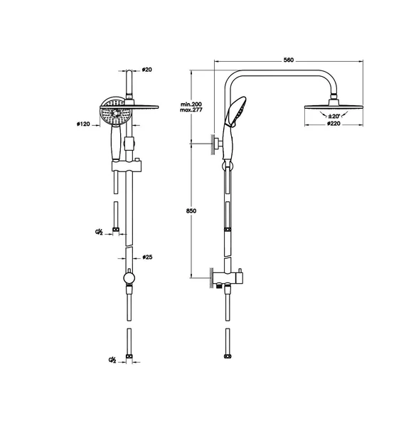 A45597-Artema System Rain LS25 Duş Kolonu - Krom - Resim 2