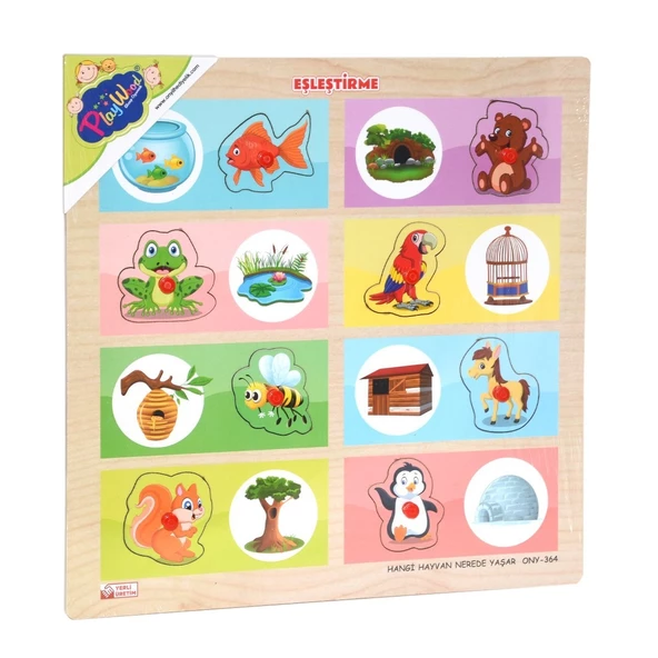 ONY-363-364 Ahşap Tutmalı Eşleştirme Hangi Hayvan Nerede Yaşar -Onyıl ürün görseli 1
