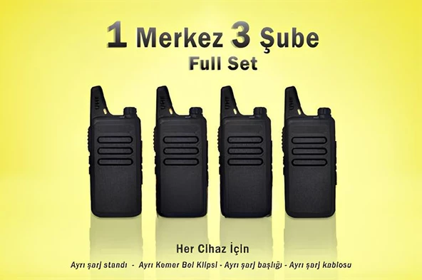 Çaycı Telsizi Seti 1 Merkez 3 Şube PMR446 El Telsizi Full Set Kafe Restoran Garson İletişim Telsizi ürün görseli 1