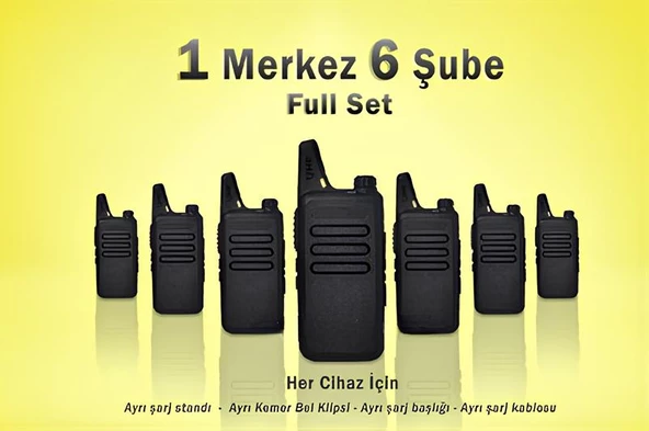 Çaycı Telsizi Seti 1 Merkez 6 Şube Lisanssız PMR446 El Telsizi Full Set Kafe Restoran Otel Garson İletişim Telsizi ürün görseli 1