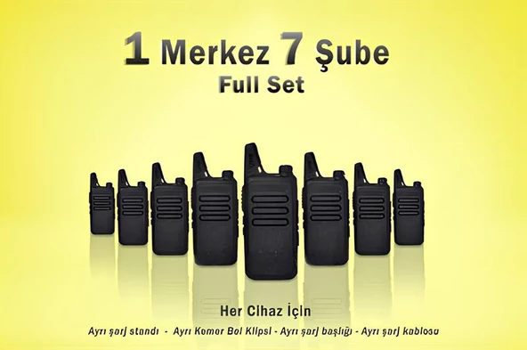 Çaycı Telsizi Seti 1 Merkez 7 Şube Lisanssız PMR446 El Telsizi Full Set Kafe Restoran Otel Garson İletişim Telsizi ürün görseli 1