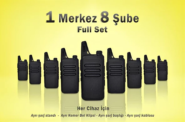 Çaycı Telsizi 1 Merkez 8 Şube Kulaklık Hediyeli Full Set ürün görseli 1