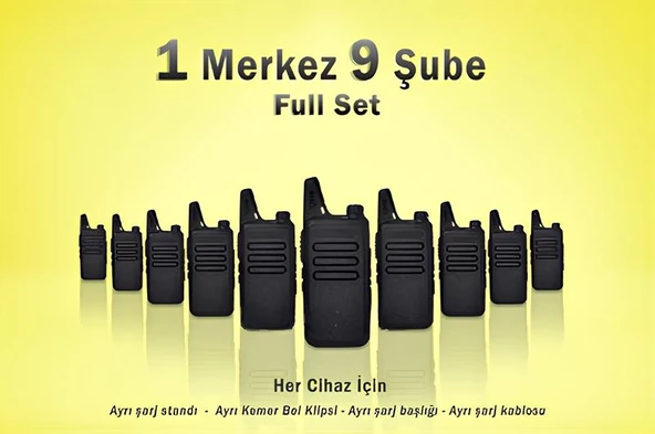 Çaycı Telsizi 1 Merkez 9 Şube Kulaklık Hediyeli Full Set ürün görseli 1