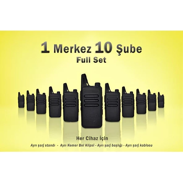 Çaycı Telsizi 1 Merkez 10 Şube Kulaklık Hediyeli Full Set ürün görseli 1