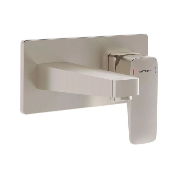 A4273834-Artema Root Square Ankastre Lavabo Bataryası Sıva Üstü Fırçalı Nikel ürün görseli 1