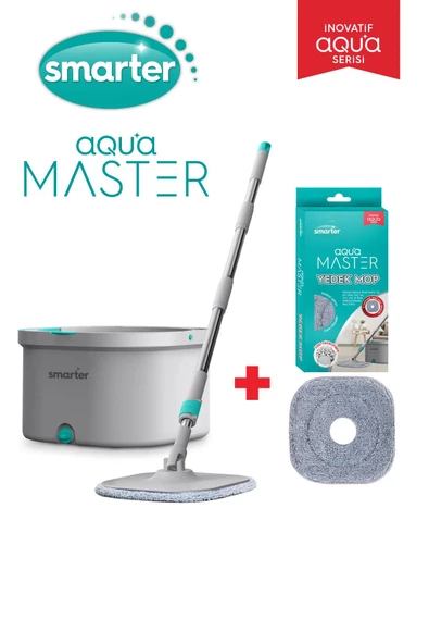 SMARTER AQUA MASTER TEMİZLİK SETİ + YEDEK MOP TEMİZ & KİRLİ SUYU AYIRMA ÖZELLİĞİ OTOMATİK TEMİZLİK SETİ MOP PASPAS ürün görseli 1