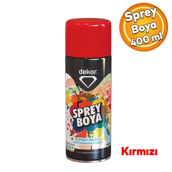 Dekor Akrilik Efektli Metal Ahaşap Karton Cam Taş Plastik PVC Yüzeyler Sprey Boya Kırmızı 400 ML ürün görseli 1