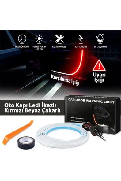 Oto Araç Kapı Ledi Kapı Uyarı Işığı Kırmızı Beyaz Çakarlı 2 Adet ürün görseli 1