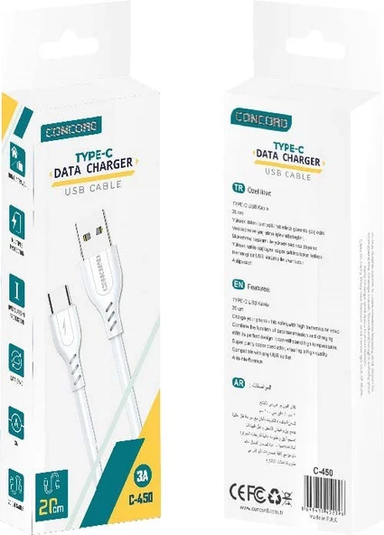 Concord C451 20 Cm 2A USB -Lightning Powerbank Kablo - Resim 2