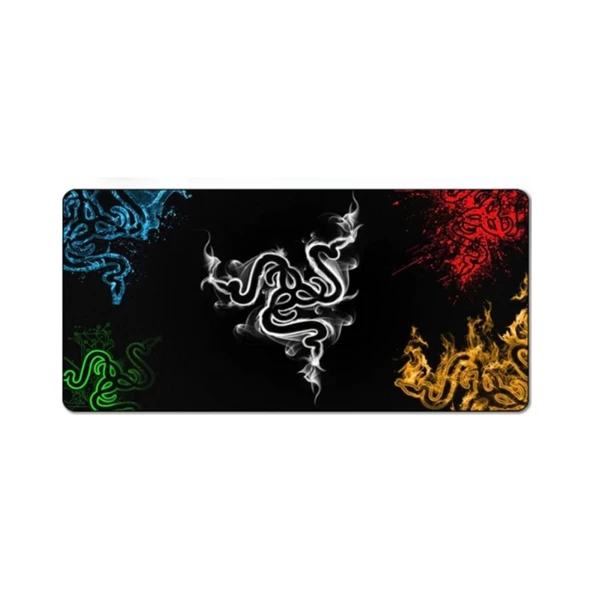 Azemax 70x30cm Razer 5Renk Desenli Oyuncu Mousepad Kaydırmaz Taban ürün görseli 1