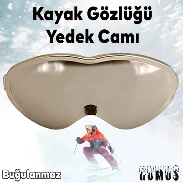 Bellasimo Çerçevesiz Kayak Gözlüğü Camı Lens Değiştirebilir Cam Antifog Güneş Kar Gözlük Camı Gümüş ürün görseli 1