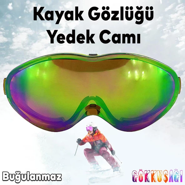 Bellasimo Çerçevesiz Kayak Gözlüğü Camı Lens Değiştirebilir Cam Antifog Güneş Kar Gözlük Camı Gökkuşağı ürün görseli 1